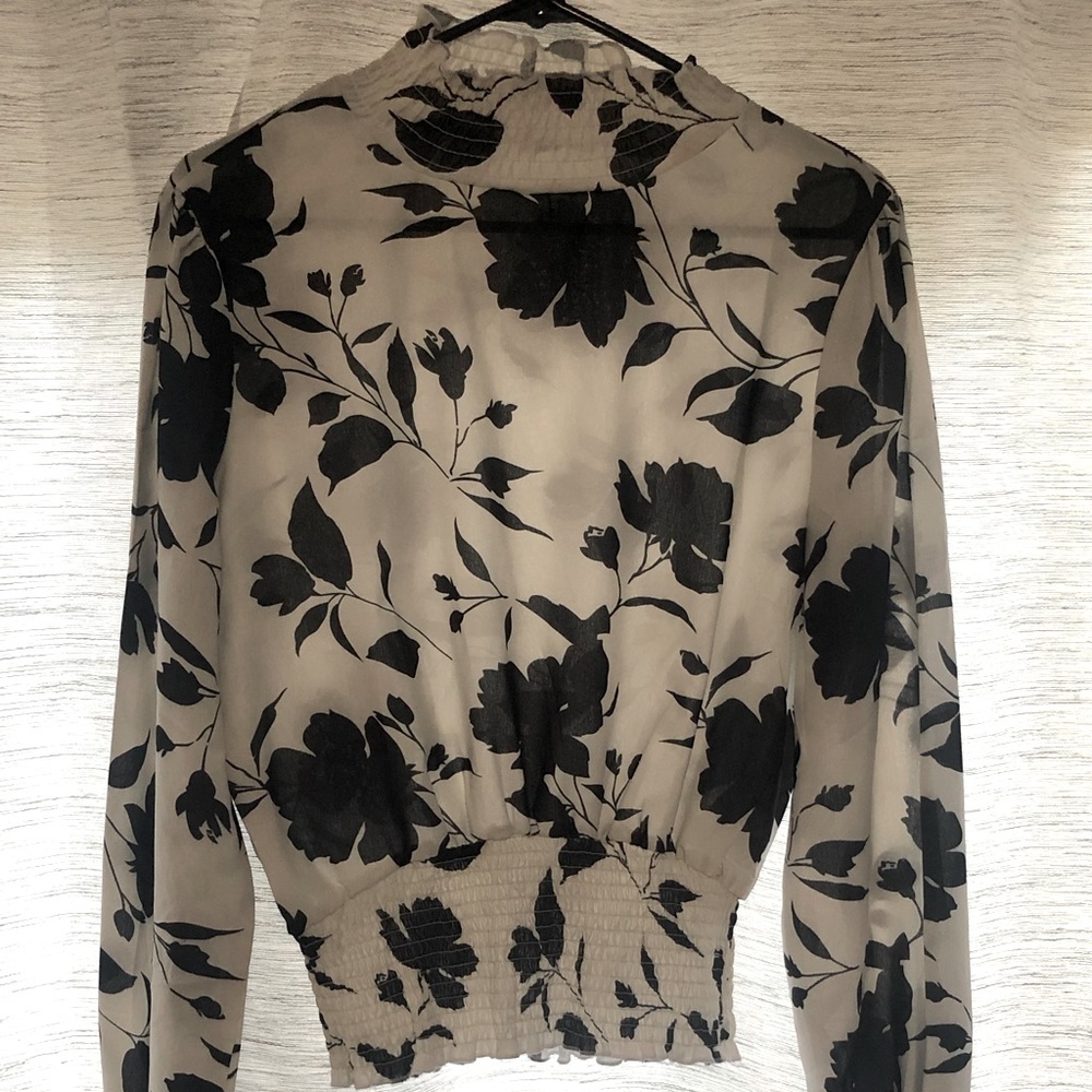 Woven Floral High Ride Shirred Blouse
